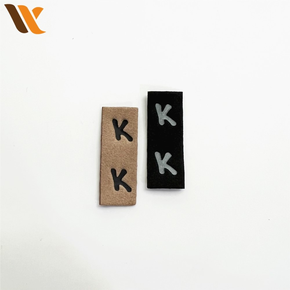 Two Color Letter Logo Suede Leather Label